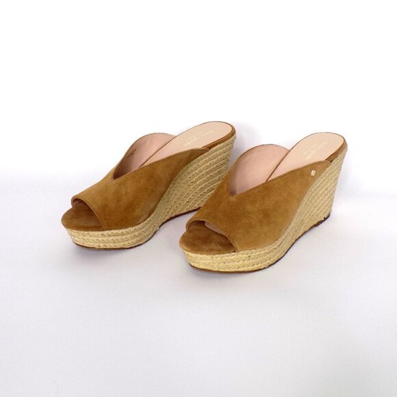 Kate Spade New York Slide Wedge Sandals Espadrille 4" Heel Suede Size 9.5 Thea - Picture 1 of 11